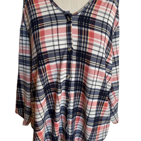 Grace & Lace Plaid Long Sleeve Top. Size Large - Picture 1 of 6